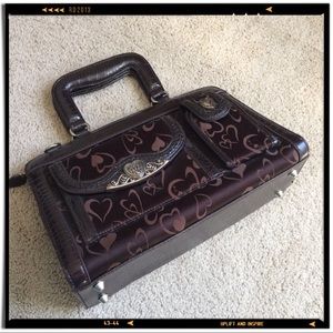 Dark Brown Doctor Handbag with Hearts